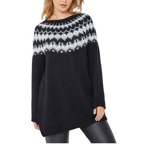 Ellos Nordic Pattern Black and White Sweater